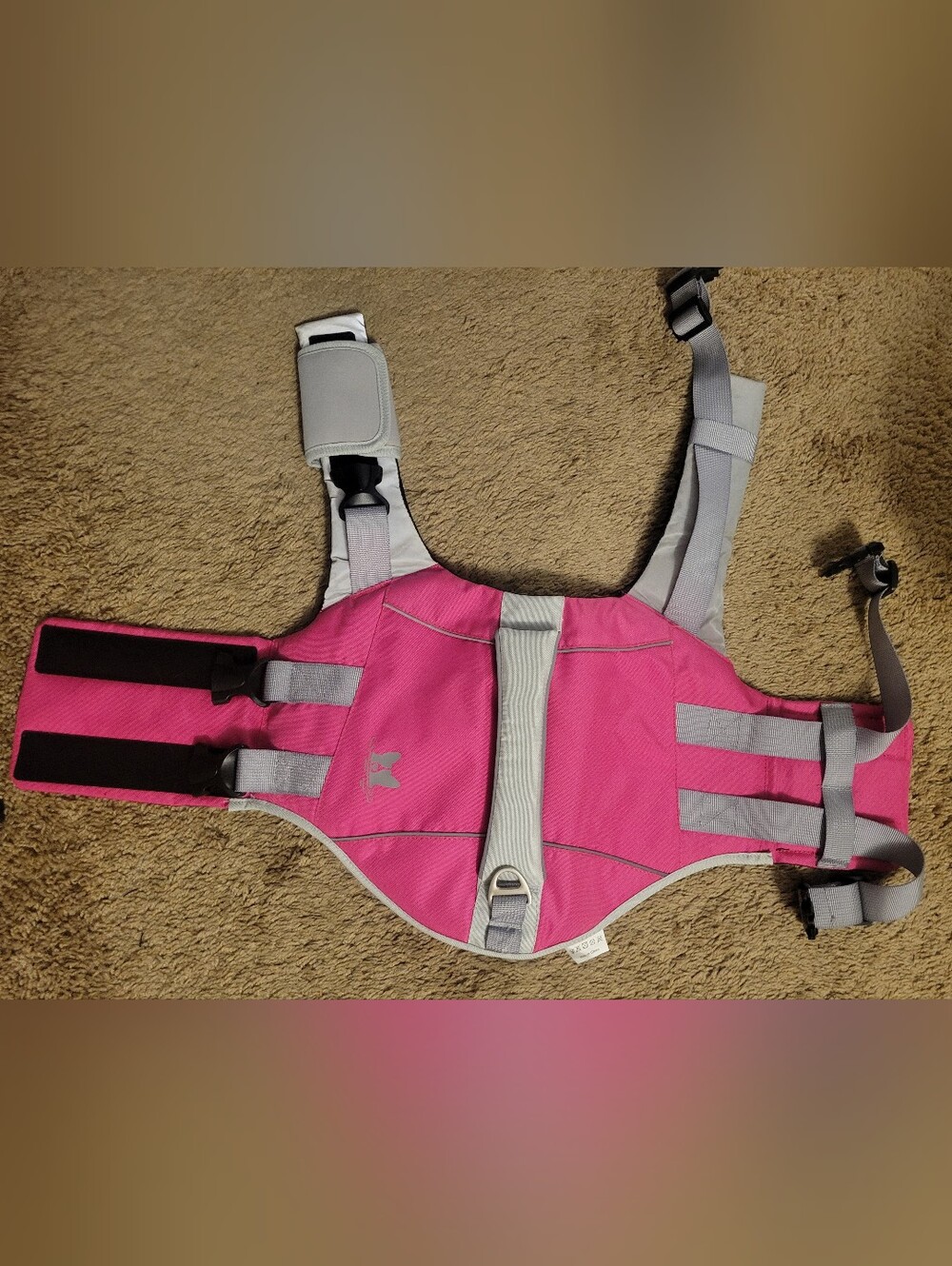 Dog Pink Swim Vest with Gray Straps